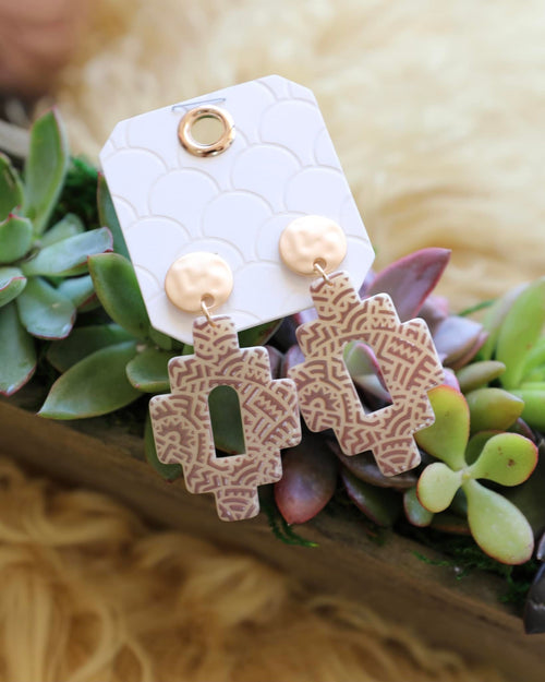 Sandy Brown Aztec Post Earrings - The Lace Cactus